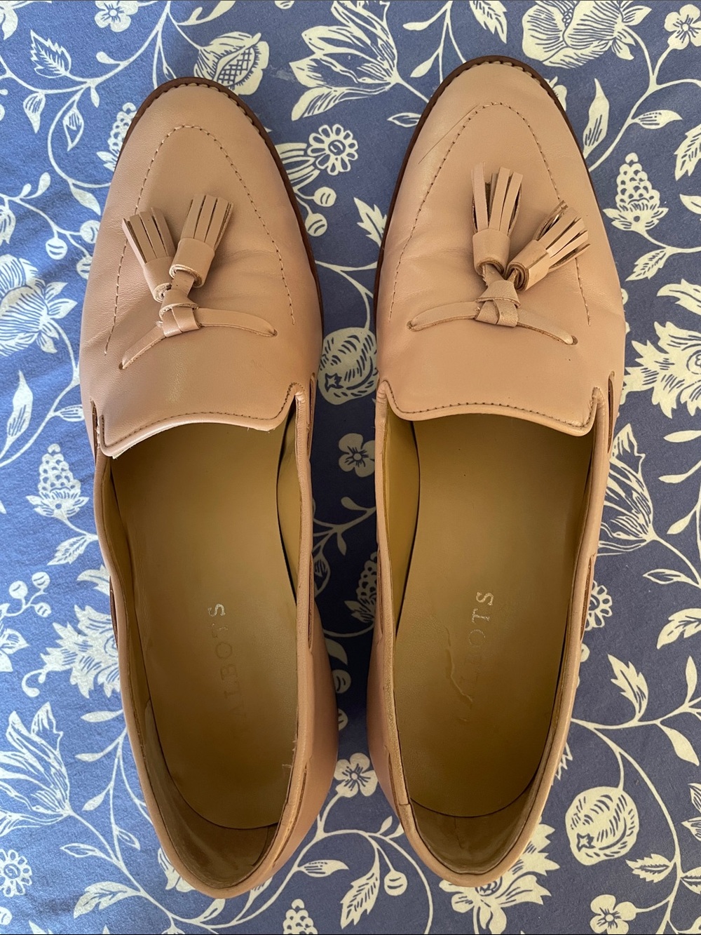 Talbots Blush Pink Leather Tassel Loafers